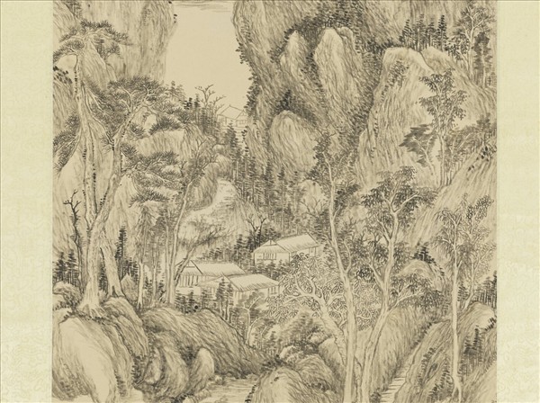 清董邦達仿王蒙仙館澄陰　軸