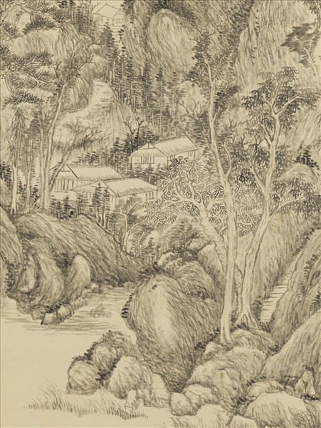 清董邦達仿王蒙仙館澄陰　軸