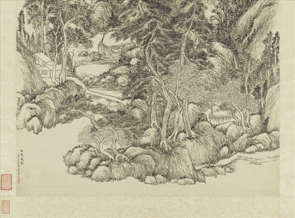 清董邦達倣王蒙萬疊芙蓉　軸