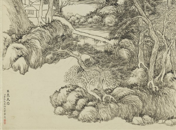 清董邦達倣王蒙萬疊芙蓉　軸