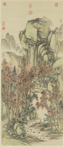 清董邦達倣陸廣楓林晴靄　軸