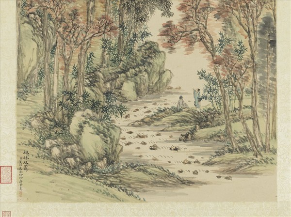 清董邦達倣陸廣楓林晴靄　軸