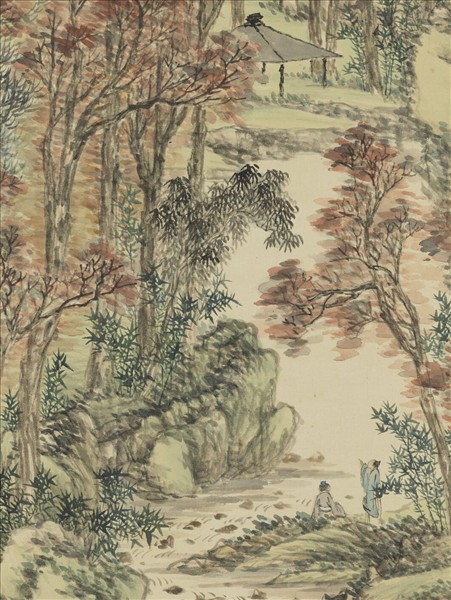 清董邦達倣陸廣楓林晴靄　軸