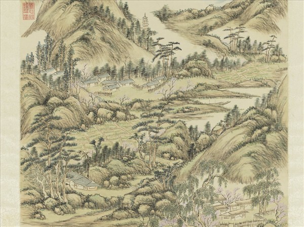 清董邦達倣趙令穰春山翠靄　軸