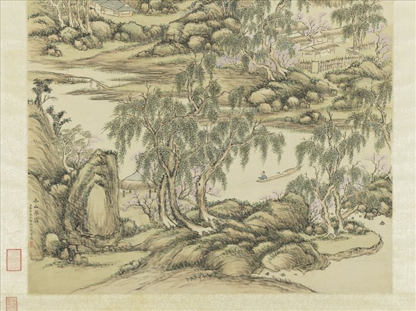 清董邦達倣趙令穰春山翠靄　軸