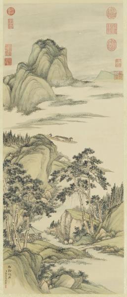 清董邦達松溪泛月　軸