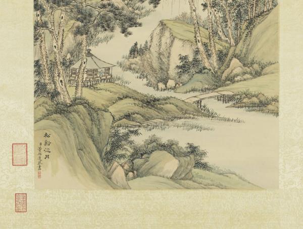 清董邦達松溪泛月　軸