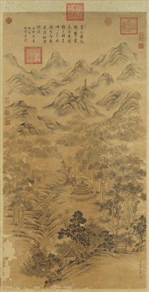 清董邦達雙峰插雲　軸