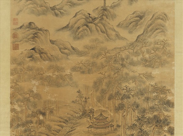 清董邦達雙峰插雲　軸