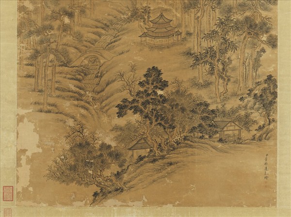 清董邦達雙峰插雲　軸