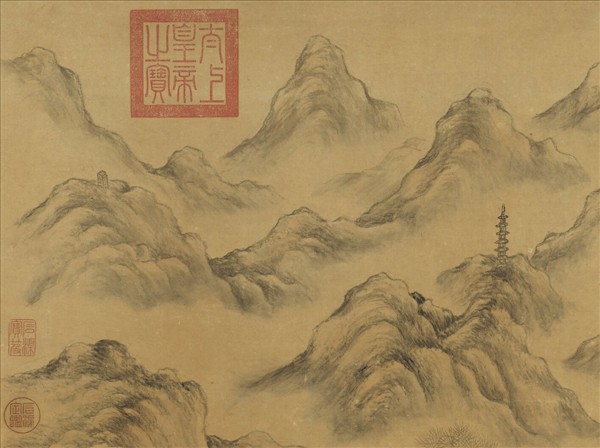 清董邦達雙峰插雲　軸