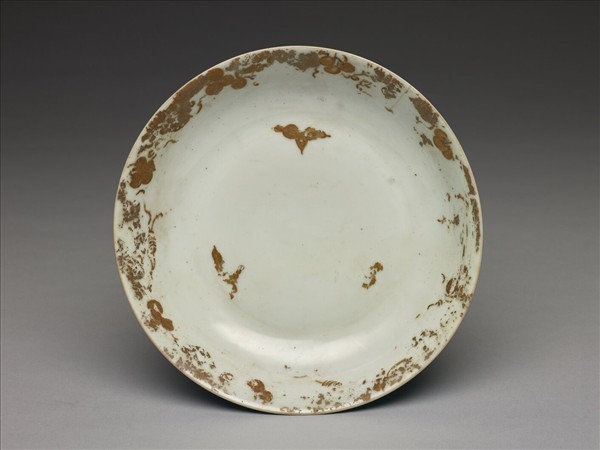 孔雀綠釉描金花卉紋盤