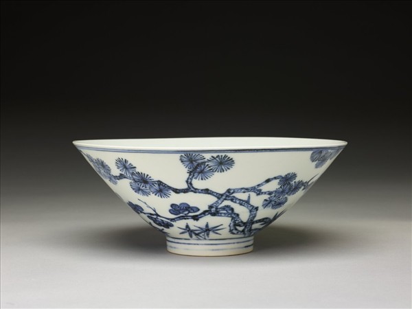 青花歲寒三友圖碗