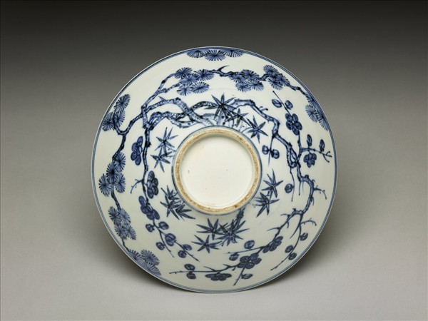 青花歲寒三友圖碗