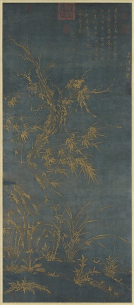 明張寧歲寒三友圖　軸