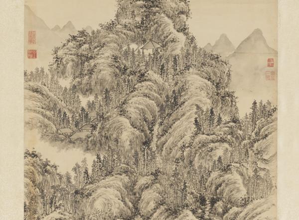 清董邦達畫萬木森秋圖　軸