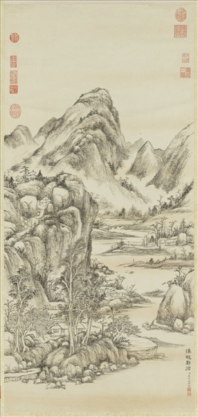 清董邦達漁村野彴　軸