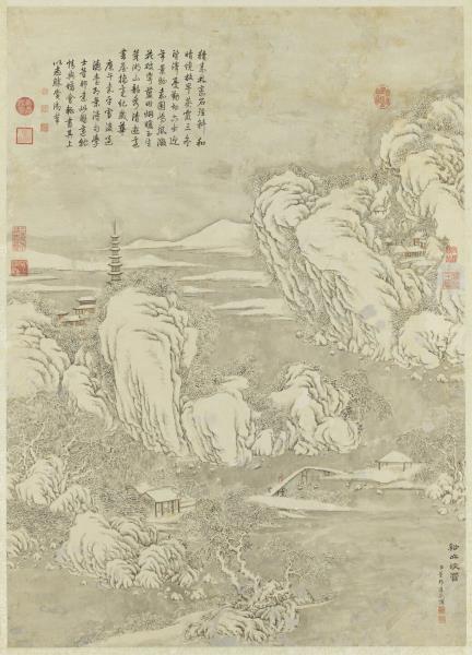 清董邦達畫谿山深雪圖　軸