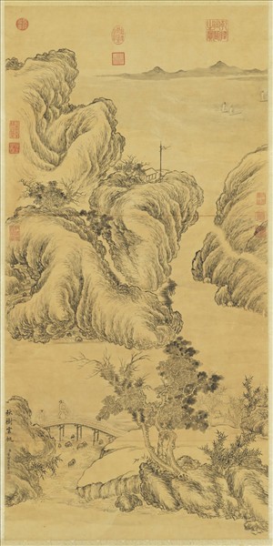 清董邦達秋樹雲帆圖　軸