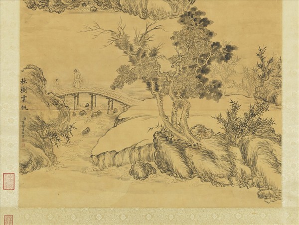 清董邦達秋樹雲帆圖　軸