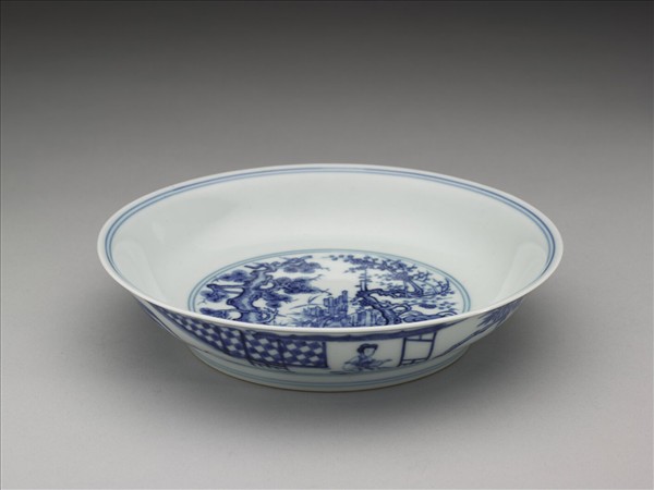 青花歲寒三友圖盤