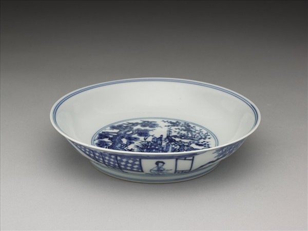 青花歲寒三友圖盤