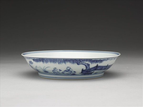 青花歲寒三友圖盤