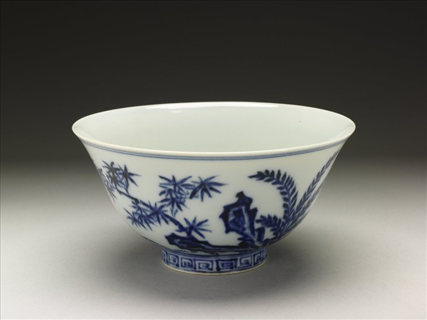 青花竹石圖碗