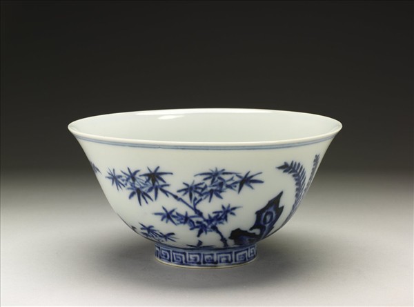 青花竹石圖碗