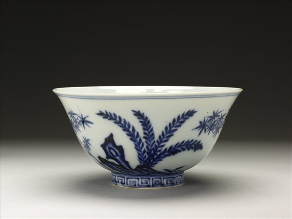青花竹石圖碗