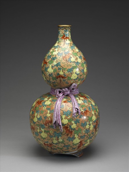 粉彩福祿壽葫蘆瓶