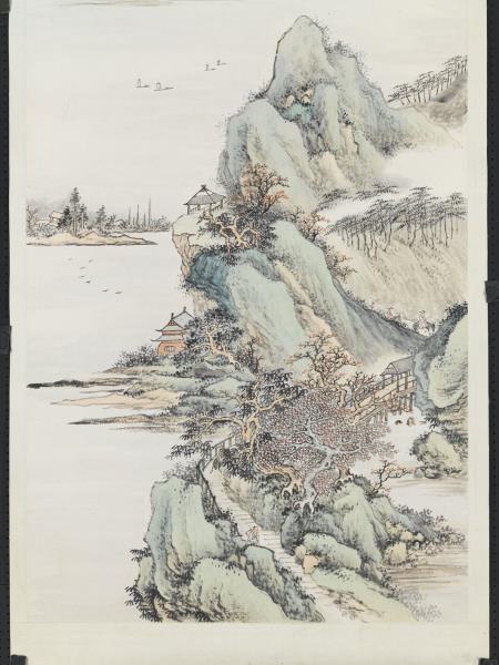 民國馮迥秋江行旅　單片