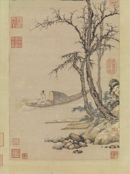 明姚德厚秋林漁隱圖　軸