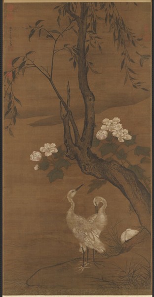 明鄭石畫芙蓉白鷺　軸