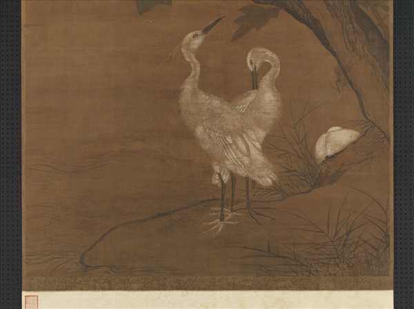 明鄭石畫芙蓉白鷺　軸