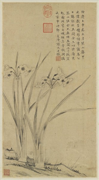 明張元士畫水仙　軸