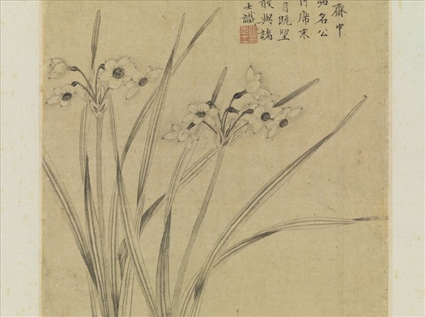 明張元士畫水仙　軸