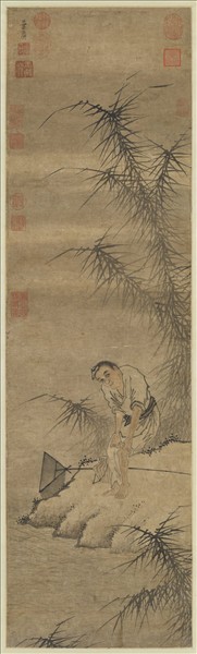 明葉廣叢荻閒漁圖　軸