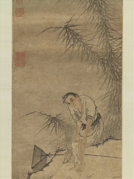 明葉廣叢荻閒漁圖　軸