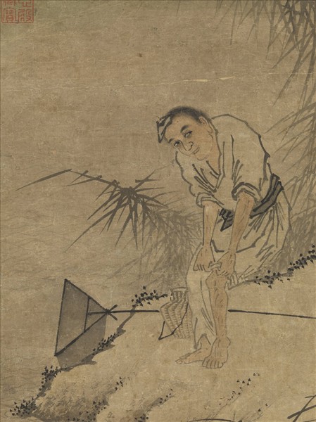 明葉廣叢荻閒漁圖　軸