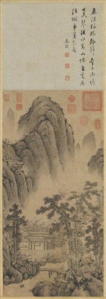 明人山水　軸