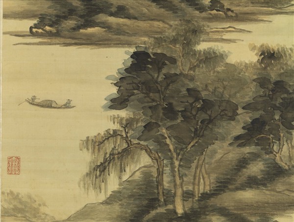 清赫奕煙江漁艇　軸