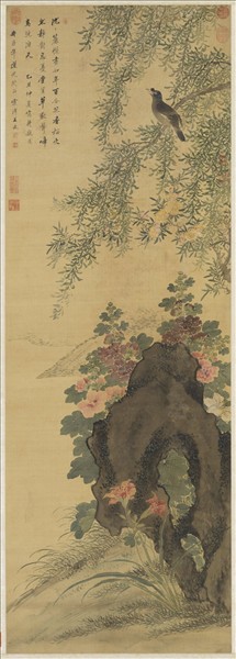 清王武花鳥　軸