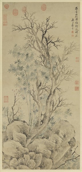 清惲壽平喬柯修竹　軸