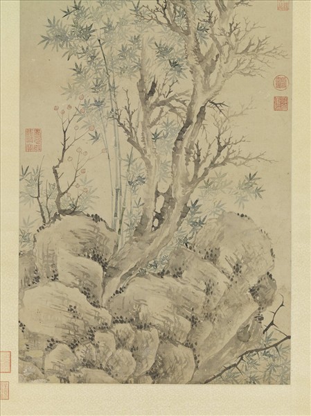 清惲壽平喬柯修竹　軸