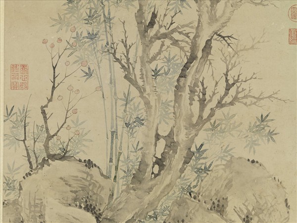 清惲壽平喬柯修竹　軸