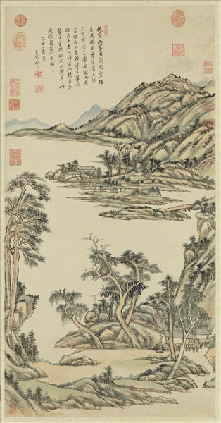 清王原祁倣倪黃山水　軸