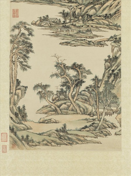 清王原祁倣倪黃山水　軸