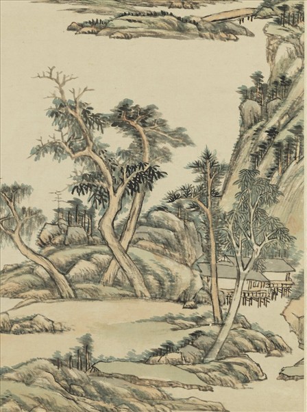 清王原祁倣倪黃山水　軸