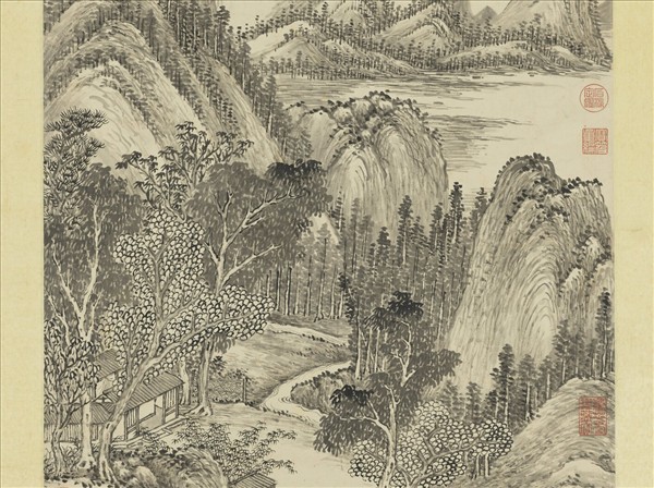 清陳書山窗讀易圖　軸